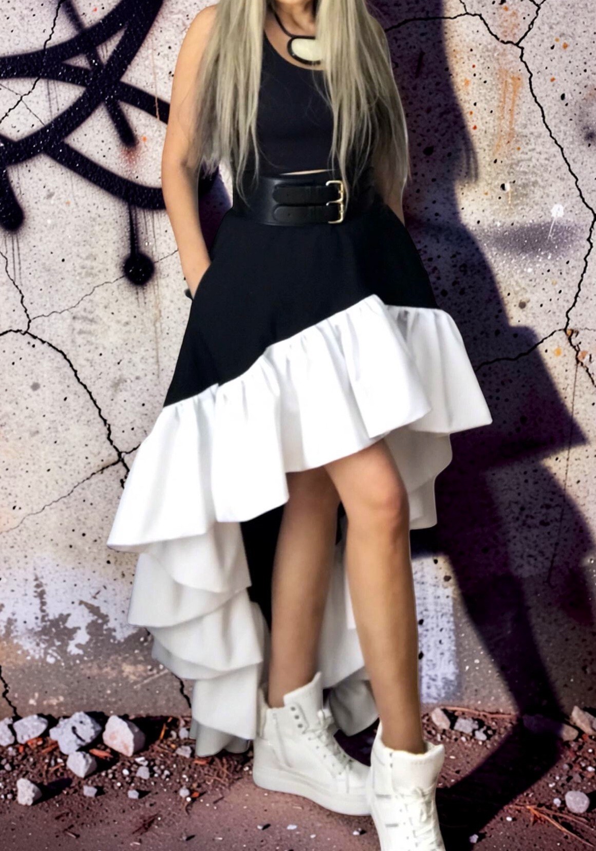 Designová asymetrická sukně BOROS SK-L-DBW01